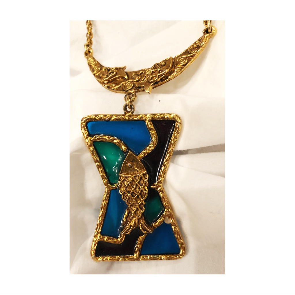 Vintage Brutalist Pisces Necklace